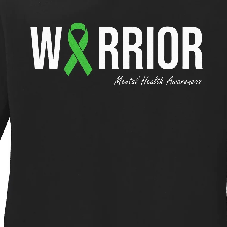 Mental Health Awareness Green Ribbon Ladies Long Sleeve Shirt