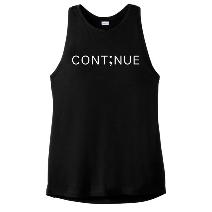 Mental Health Awareness Semicolon Continue Motivational Ladies Tri-Blend Wicking Tank