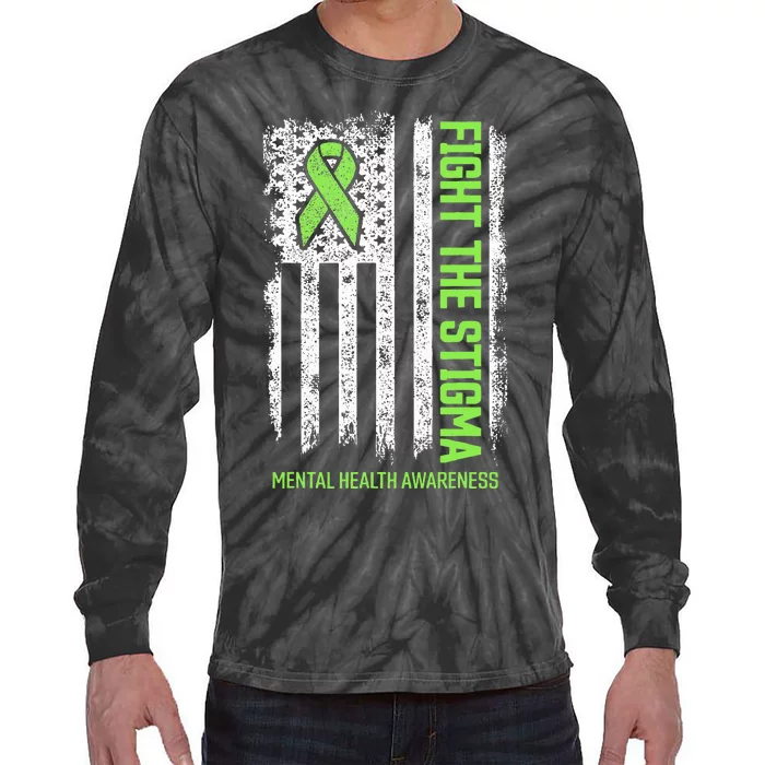 Mental Health Awareness Fight The Stigma Mental Health Tie-Dye Long Sleeve Shirt