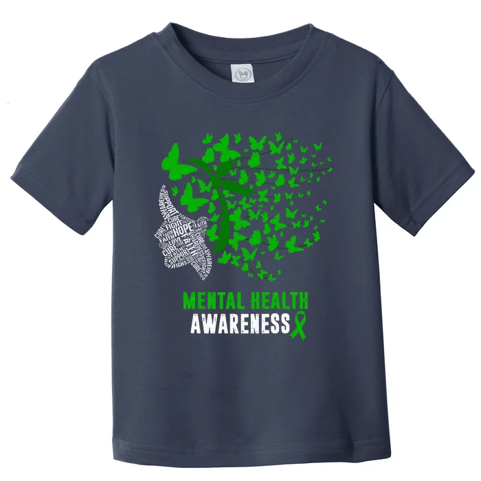 Mental Health Awareness Butterflies Green Ribbon Girl Toddler T-Shirt