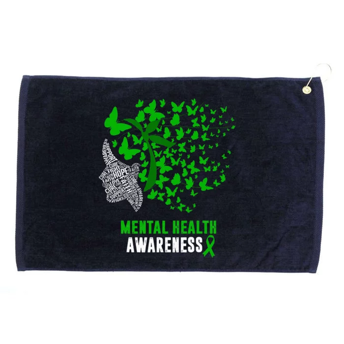 Mental Health Awareness Butterflies Green Ribbon Girl Grommeted Golf Towel