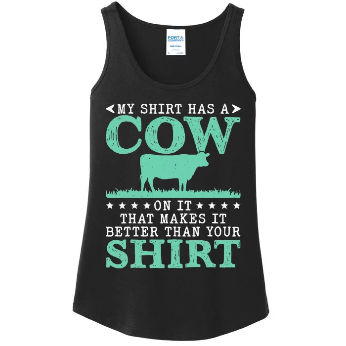 My Has A Cow On It Funny Farmer Cows Cool Farm Ladies Essential Tank