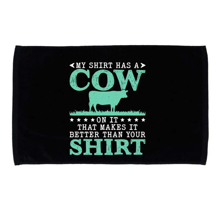 My Has A Cow On It Funny Farmer Cows Cool Farm Microfiber Hand Towel