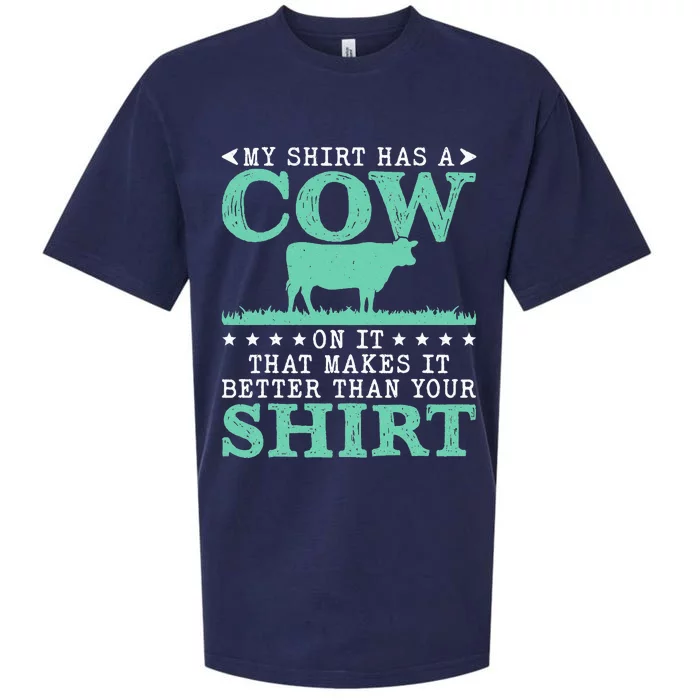 My Has A Cow On It Funny Farmer Cows Cool Farm Sueded Cloud Jersey T-Shirt