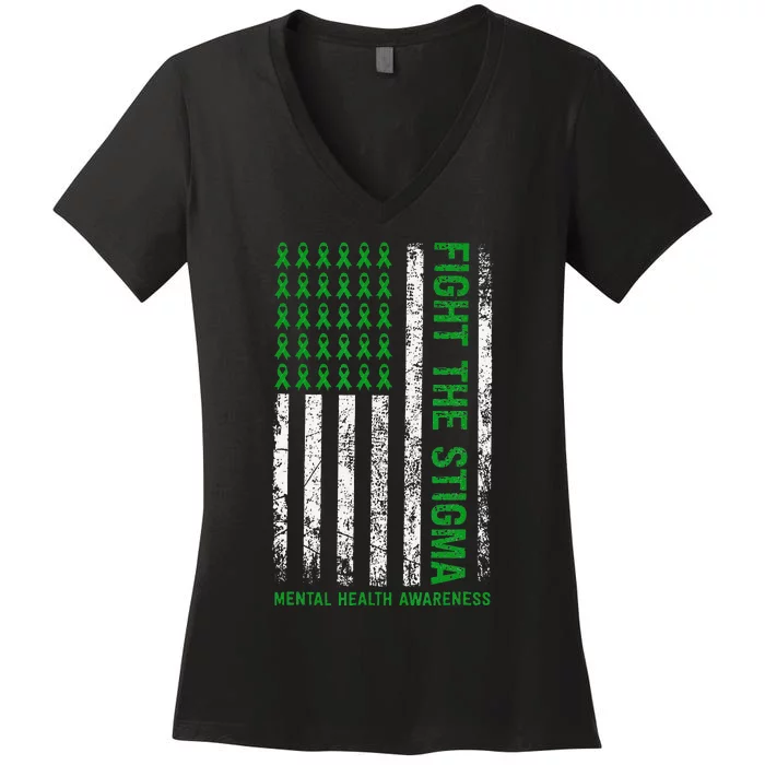 Mental Health Awareness Shirt Fight The Stigma Mental Health Women's V-Neck T-Shirt