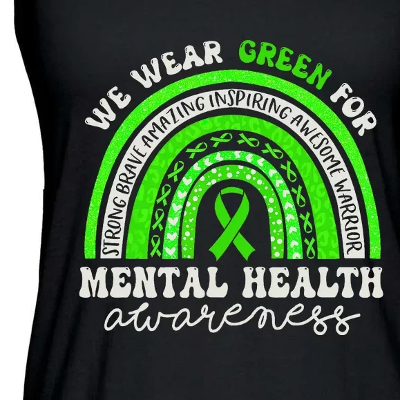 Mental Health Awareness We Wear Green Mental Health Rainbow Ladies Essential Flowy Tank