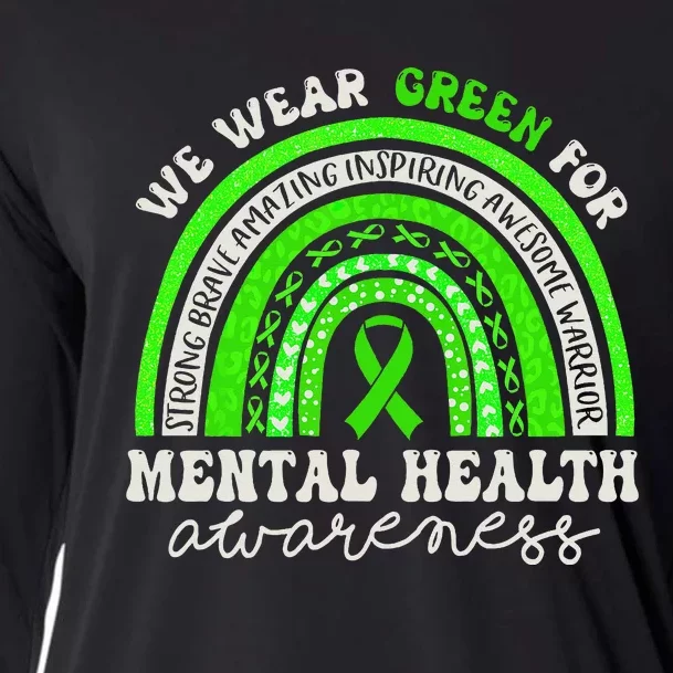 Mental Health Awareness We Wear Green Mental Health Rainbow Cooling Performance Long Sleeve Crew