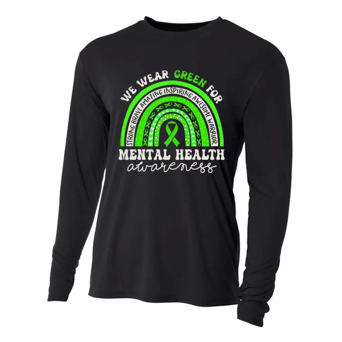 Mental Health Awareness We Wear Green Mental Health Rainbow Cooling Performance Long Sleeve Crew