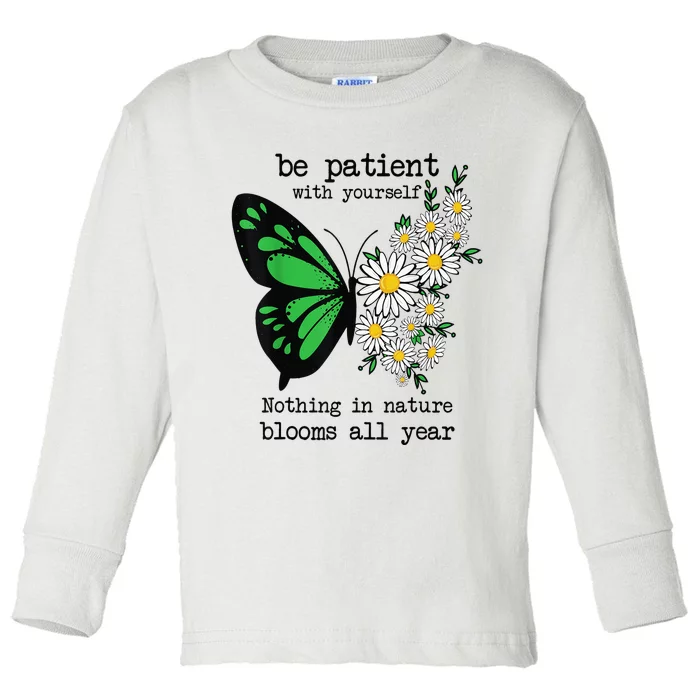 Mental Health Awareness - Butterfly Daisy Flower Toddler Long Sleeve Shirt