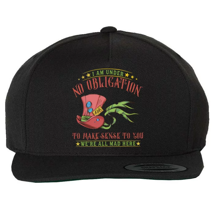 Mad Hatter Alice In Wonderland Wool Snapback Cap