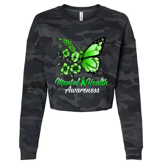 Mental Health Awareness Butterfly Cropped Pullover Crew