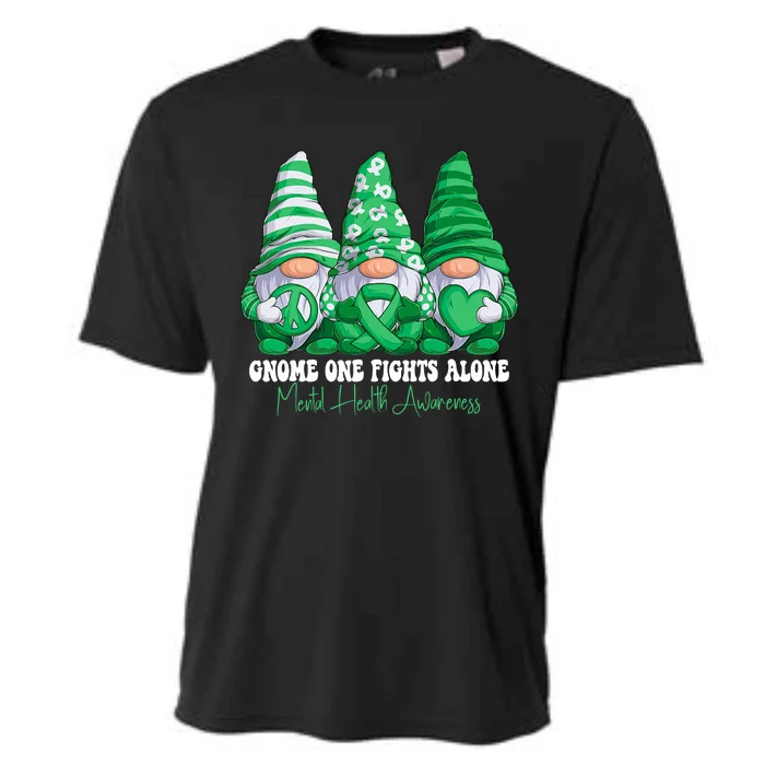 Mental Health Awareness Month Green Ribbon Gnomies Support Cooling Performance Crew T-Shirt