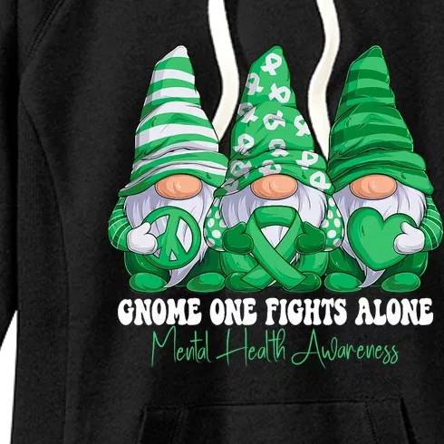 Mental Health Awareness Month Green Ribbon Gnomies Support Women's Fleece Hoodie