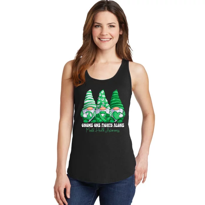 Mental Health Awareness Month Green Ribbon Gnomies Support Ladies Essential Tank