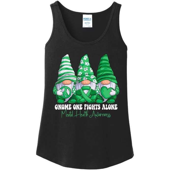 Mental Health Awareness Month Green Ribbon Gnomies Support Ladies Essential Tank