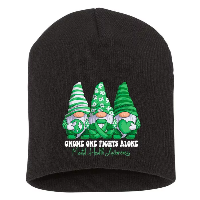 Mental Health Awareness Month Green Ribbon Gnomies Support Short Acrylic Beanie