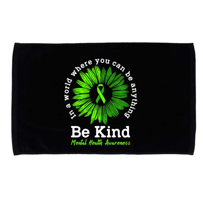 Mental Health Awareness Month Be Kind Green Ribbon Sunflower Gift Microfiber Hand Towel