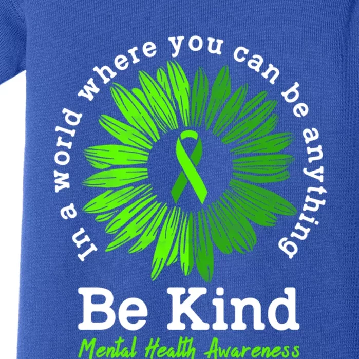 Mental Health Awareness Month Be Kind Green Ribbon Sunflower Gift Baby Bodysuit