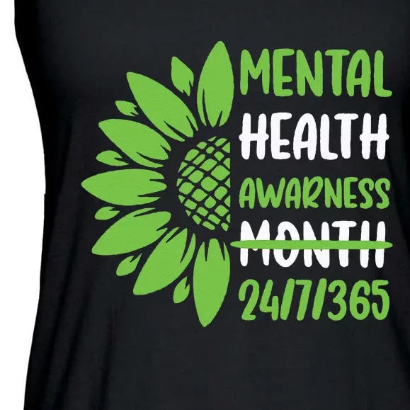 Mental Health Awareness Green Ribbon Ladies Essential Flowy Tank