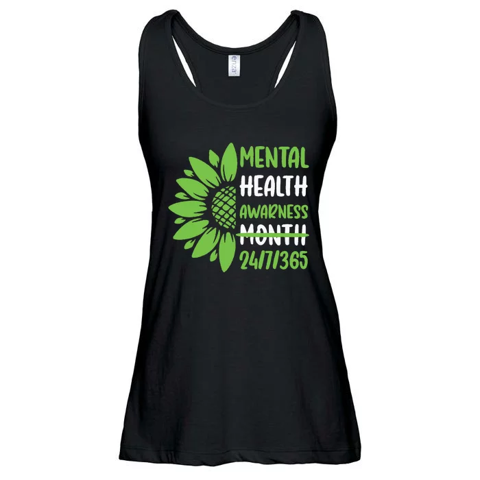 Mental Health Awareness Green Ribbon Ladies Essential Flowy Tank