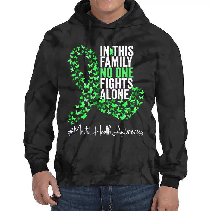 Mental Health Awareness Month Green Ribbon Butterflies Tie Dye Hoodie