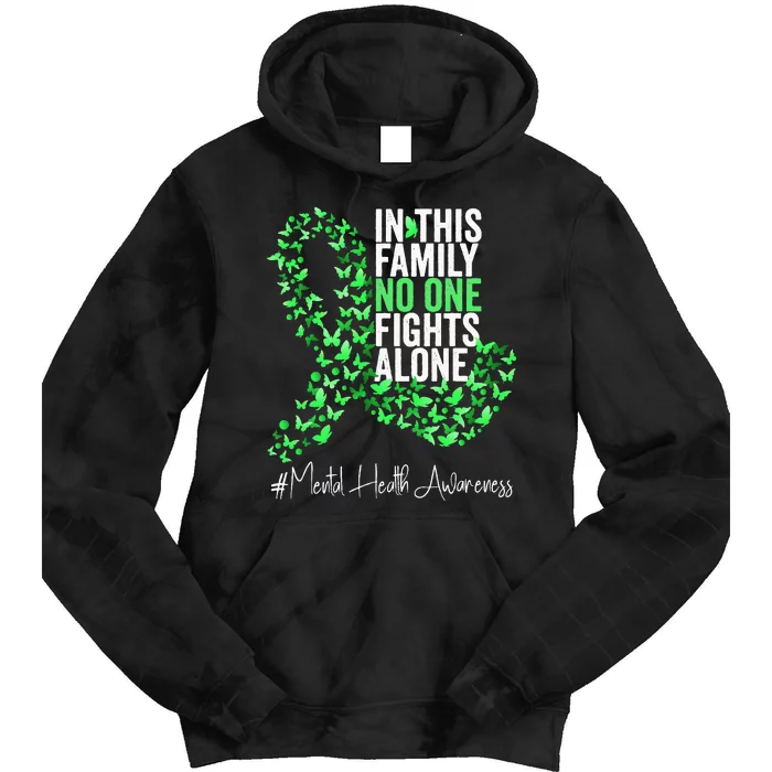 Mental Health Awareness Month Green Ribbon Butterflies Tie Dye Hoodie