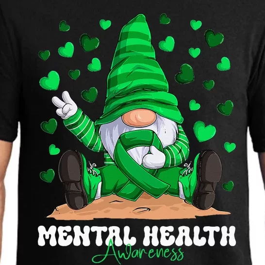 Mental Health Awareness Month Green Ribbon Gnome Pajama Set