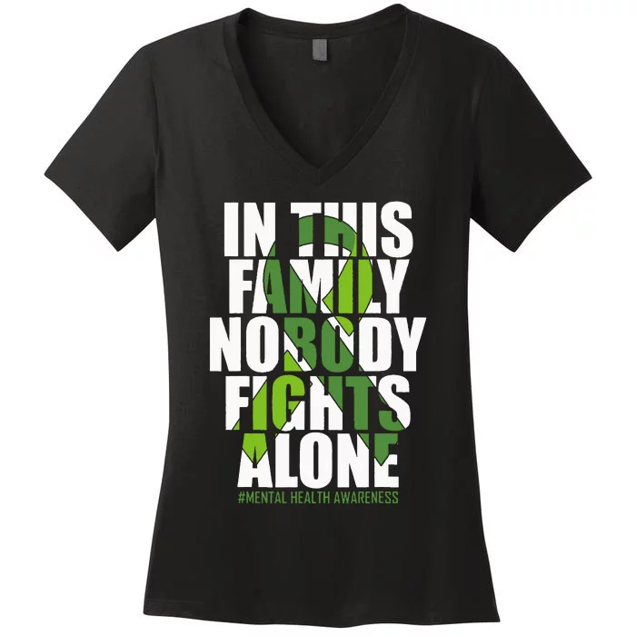 Mental Health Awareness Ribbon Family You Matter Kindness Women's V-Neck T-Shirt