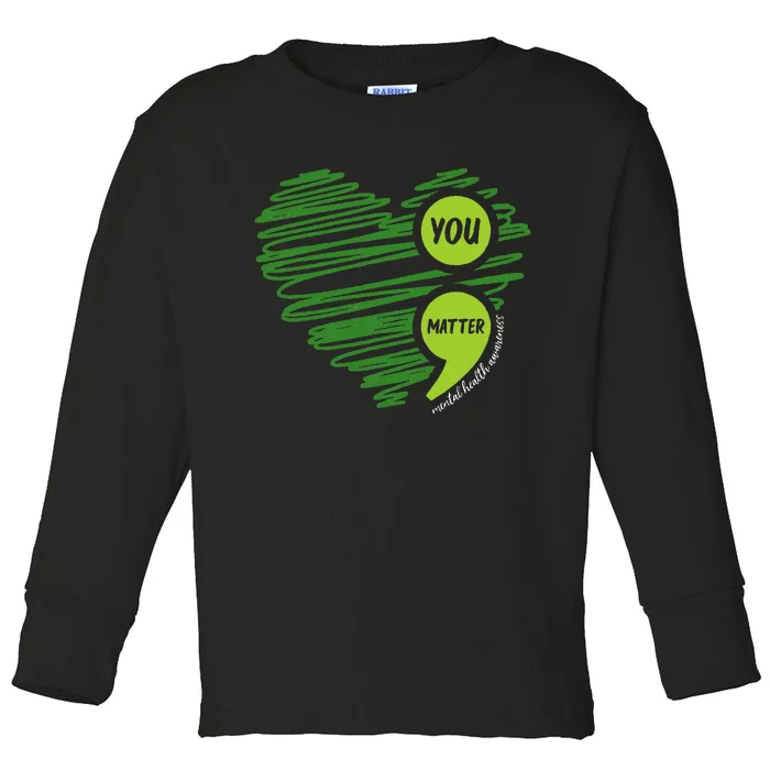 Mental Health Awareness Heart Wear Green For Mental Health Toddler Long Sleeve Shirt