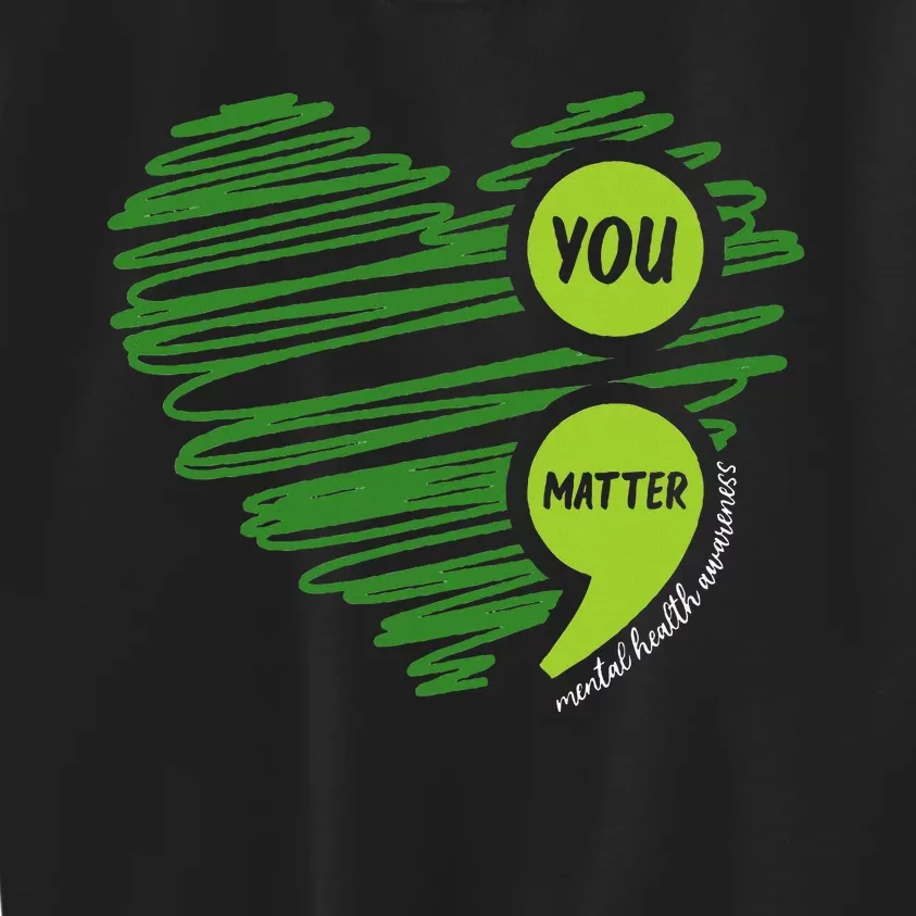 Mental Health Awareness Heart Wear Green For Mental Health Kids Sweatshirt