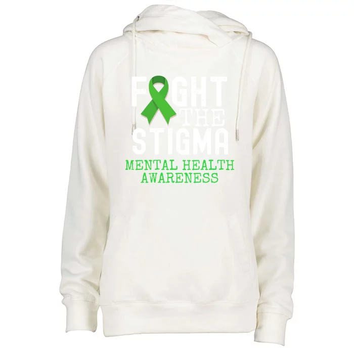 Mental Health Awareness Month Fight He Stigma Green Ribbon Gift Womens Funnel Neck Pullover Hood