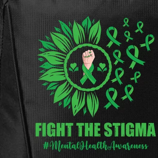 Mental Health Awareness Gift Fight The Stigma Green Ribbon Cute Gift City Backpack