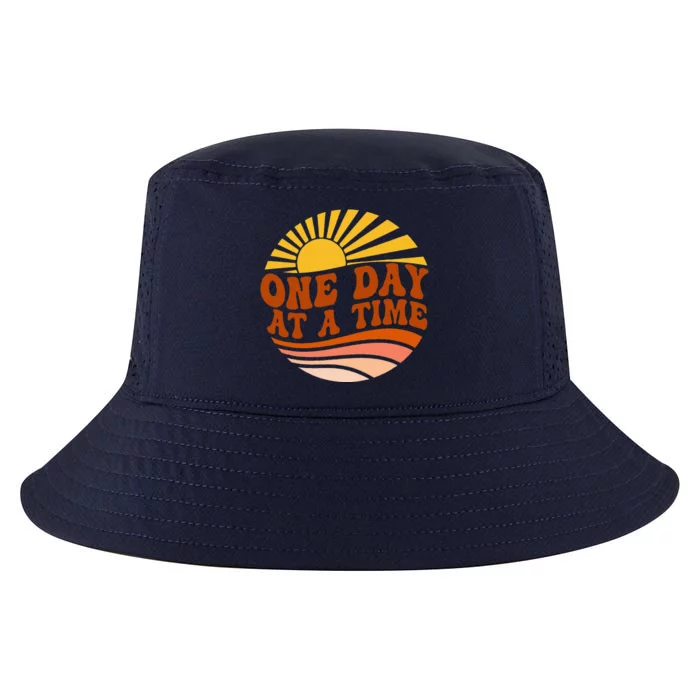 Mental Health Awareness One Day At A Time Retro Sunshine Cool Comfort Performance Bucket Hat