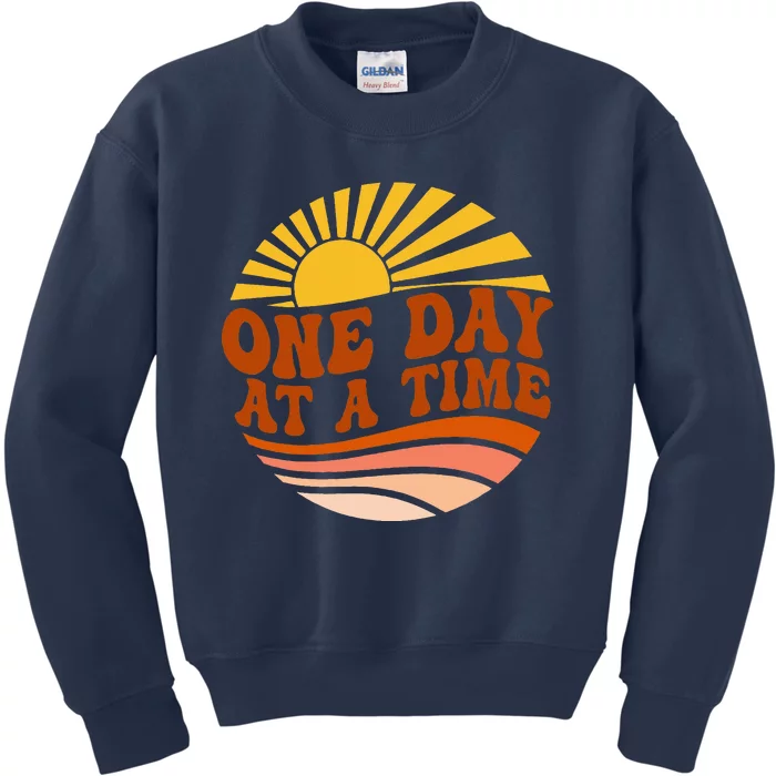 Mental Health Awareness One Day At A Time Retro Sunshine Kids Sweatshirt