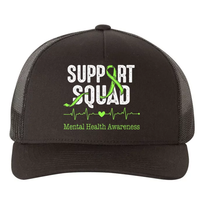 Mental Health Awareness Support Squad Green Ribbon Yupoong Adult 5-Panel Trucker Hat