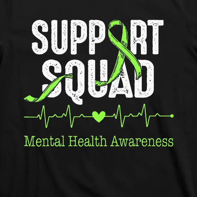 Mental Health Awareness Support Squad Green Ribbon T-Shirt