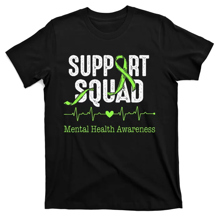 Mental Health Awareness Support Squad Green Ribbon T-Shirt