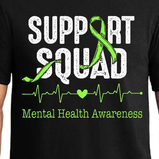 Mental Health Awareness Support Squad Green Ribbon Pajama Set