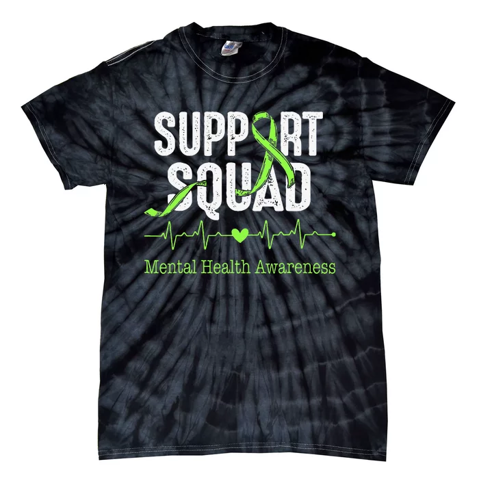 Mental Health Awareness Support Squad Green Ribbon Tie-Dye T-Shirt