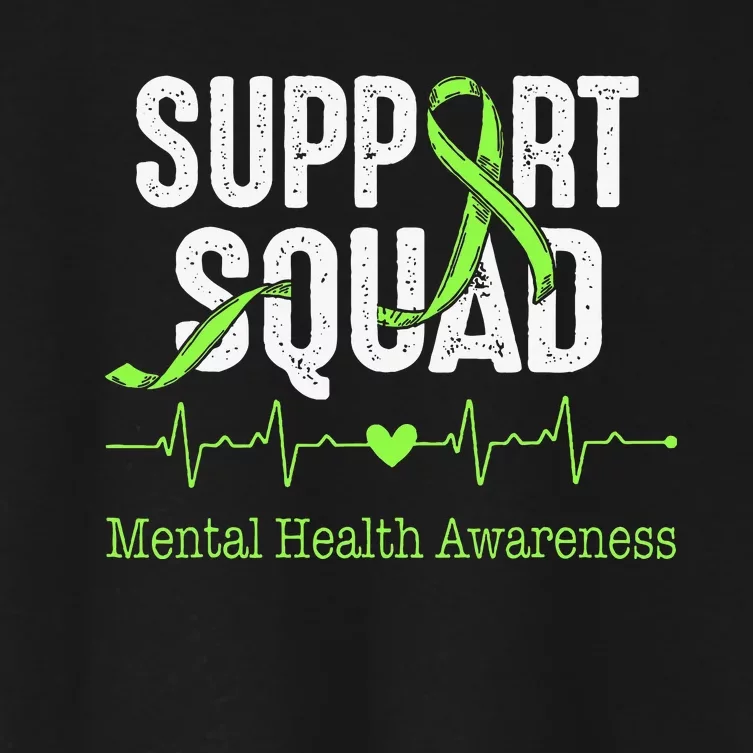 Mental Health Awareness Support Squad Green Ribbon Women's Crop Top Tee