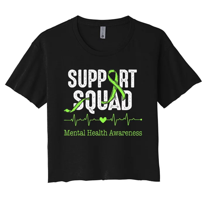 Mental Health Awareness Support Squad Green Ribbon Women's Crop Top Tee