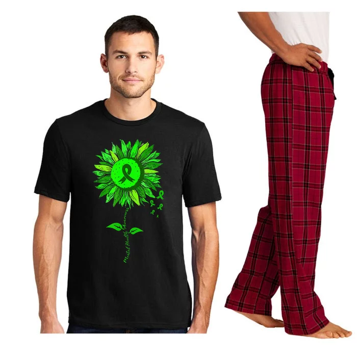 Mental Health Awareness Sunflower Green Ribbon Stigma Pajama Set