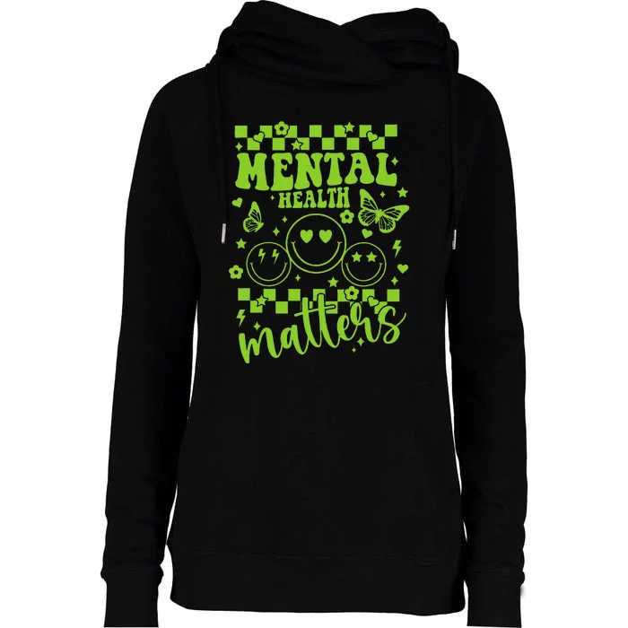 Mental Health Awareness Heart Wear Green For Mental Health Womens Funnel Neck Pullover Hood