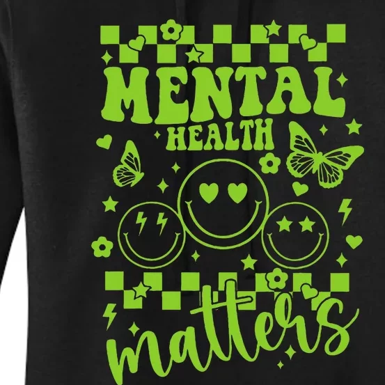 Mental Health Awareness Heart Wear Green For Mental Health Women's Pullover Hoodie