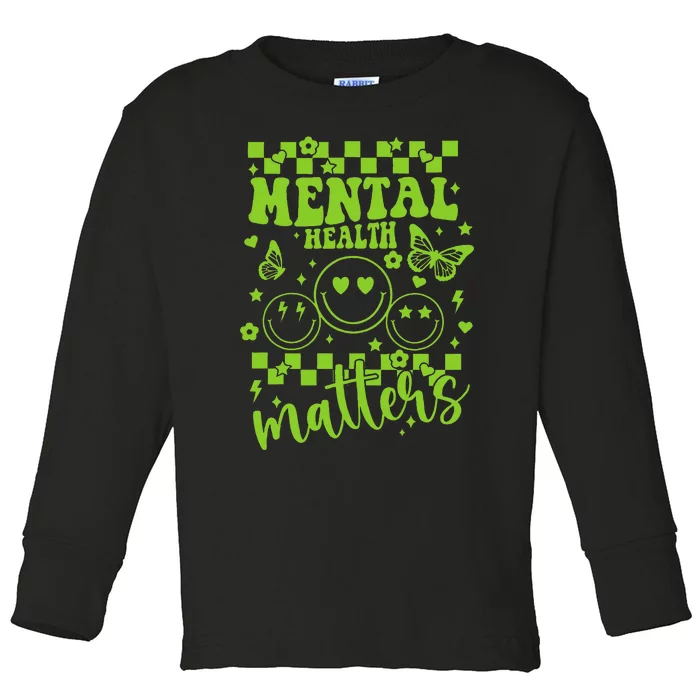 Mental Health Awareness Heart Wear Green For Mental Health Toddler Long Sleeve Shirt