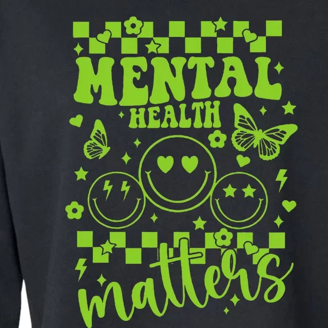 Mental Health Awareness Heart Wear Green For Mental Health Cropped Pullover Crew