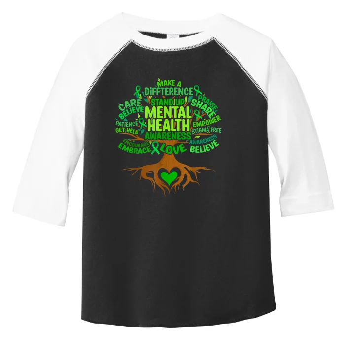 Mental Health Awareness Tree Grreen Ribbon Toddler Fine Jersey T-Shirt