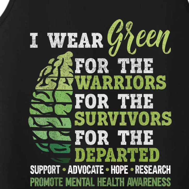 Mental Health Awareness Matters Support I Wear Green Warrior Performance Tank