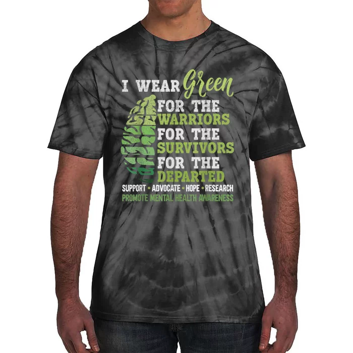 Mental Health Awareness Matters Support I Wear Green Warrior Tie-Dye T-Shirt