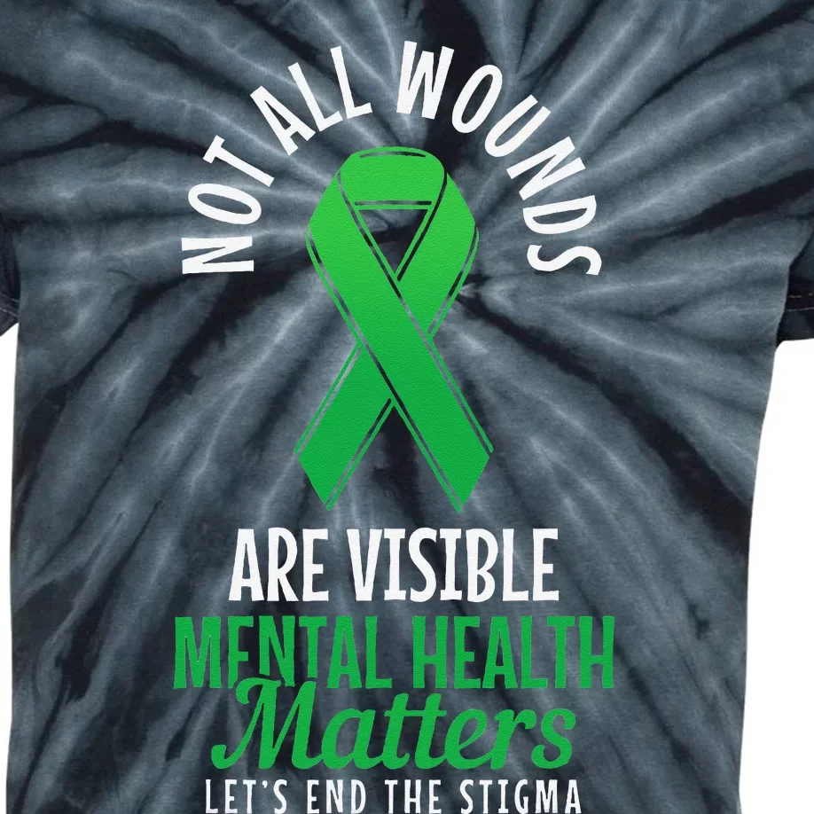 Mental Health Awareness Matters Not All Wounds Are Visible Kids Tie-Dye T-Shirt